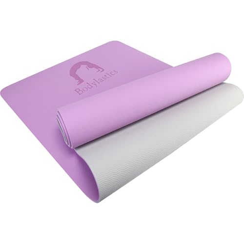Bodylastics Yoga Mat for Men and Women with Carry Bag TPE 6ft x 2ft x 6mm Large Size Anti Slip & Anti Tear Workout Mat (Pink/Grey) - Image 4