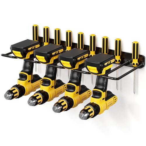 POKIPO Power Tool Organizer, 4 Drill Holder Wall Mount, Heavy Duty Garage Tool Organizer and Storage, Suitable Tool Rack for Tool Room, Workshop, Garage - Image 1
