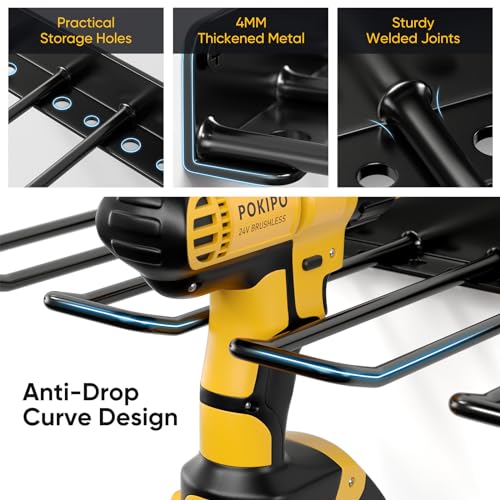 POKIPO Power Tool Organizer, 4 Drill Holder Wall Mount, Heavy Duty Garage Tool Organizer and Storage, Suitable Tool Rack for Tool Room, Workshop, Garage - Image 3
