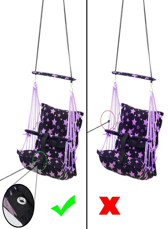 Windson Craft Cotton Baby Hanging Swing for Kids jhula 1-5 Years Swings Cradle Chair uyyala New Born Baby Gifts Foldable and Washable with Safety Belt, Home & Garden (Purple) - Image 5