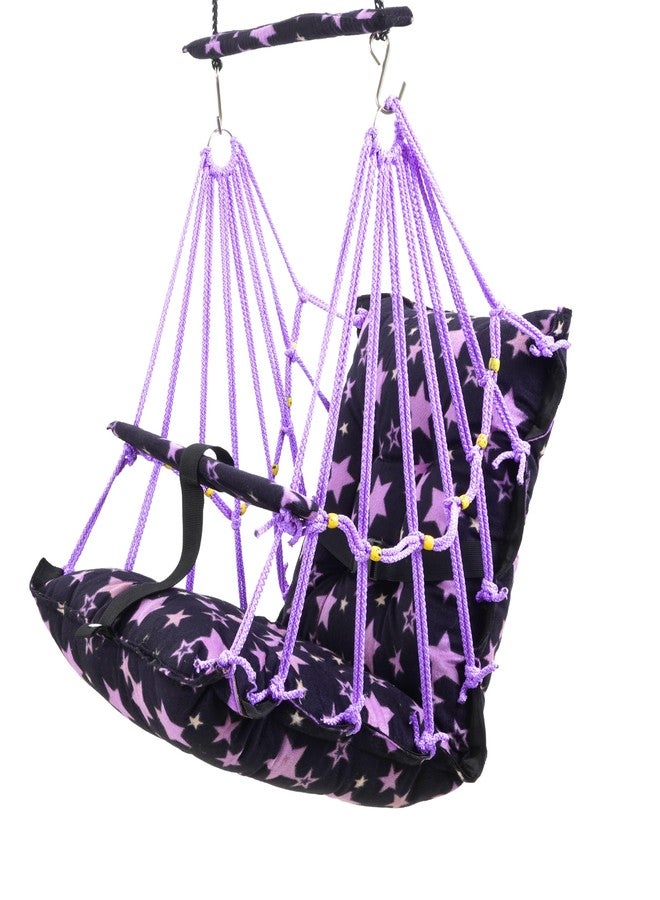 Windson Craft Cotton Baby Hanging Swing for Kids jhula 1-5 Years Swings Cradle Chair uyyala New Born Baby Gifts Foldable and Washable with Safety Belt, Home & Garden (Purple) - Image 2