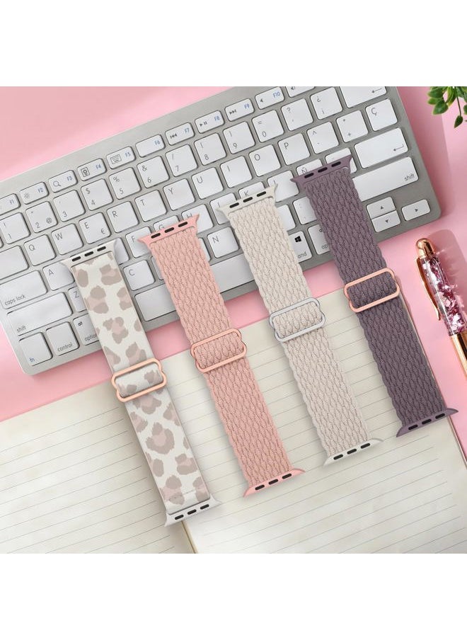 Delidigi - Stretchy Bands Compatible for Apple Watch Band Women 40mm 38mm 41mm 42mm 44mm 45mm 46mm 49mm, Nylon Braided Straps for iWatch Series 10 9 8 7 6 SE 5 4 3 Ultra Ultra 2 - Image 1