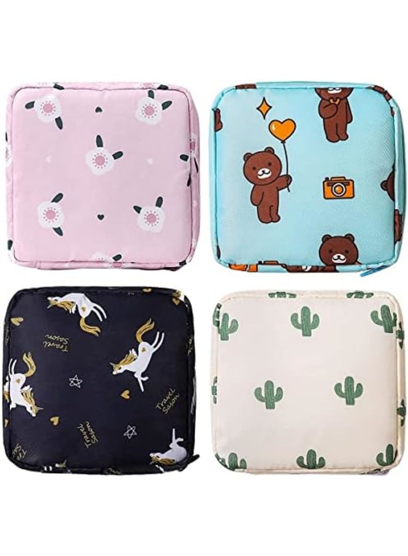 Luckam Sanitary Napkin Storage Bag, Zipper Menstrual Pad Bag Portable Sanitary Napkin Storage Tampons Holder for Purse First Period Kit for Teen Girls Store Sanitary Pads for Women(4Pcs) - Image 1
