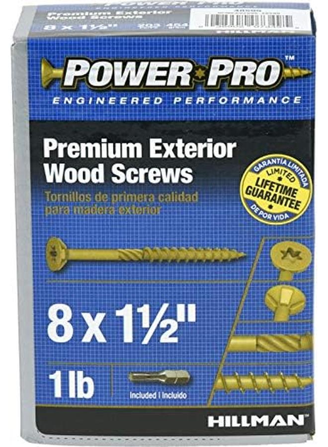 Power Pro 48595 Premium Outdoor Wood And Deck Screws 8 X 1 1 2 Inch Rust Resistant Bronze For Exterior Use T 20 Drive Bronze 1Lb Box 208 Pcs  - Image 2