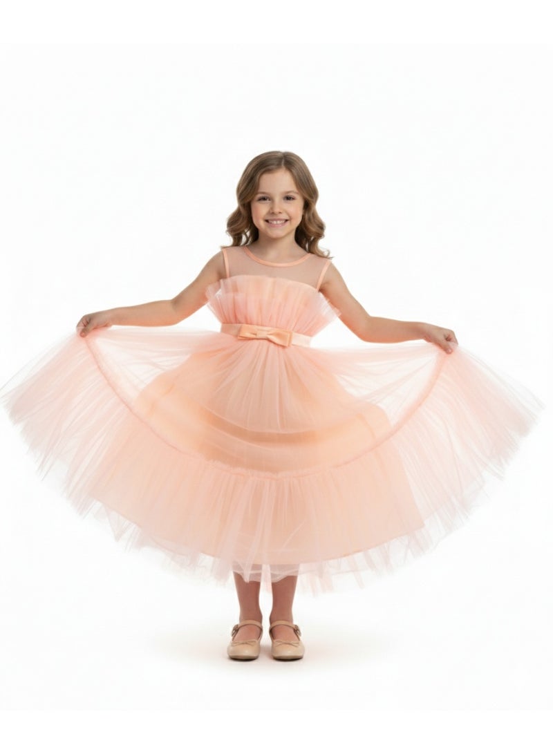 دىدانيالا فستان تول مع حزام وفيونكة صغيرة باللون الوردي - Image 4