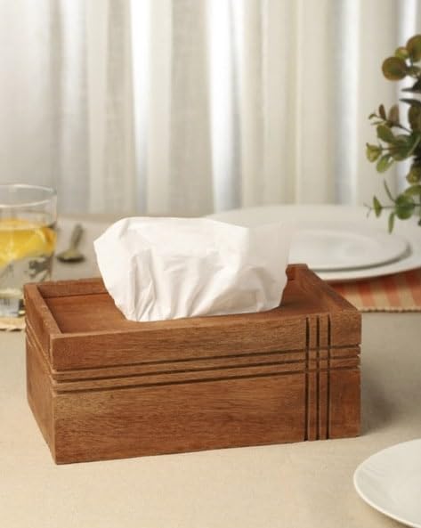 Ariya Wooden Tissue Box Holder for Home, Tissue Paper Holder- Tissue Box Holder for Car Decor, 24.13 x 15.24 x 10 cm - Image 4