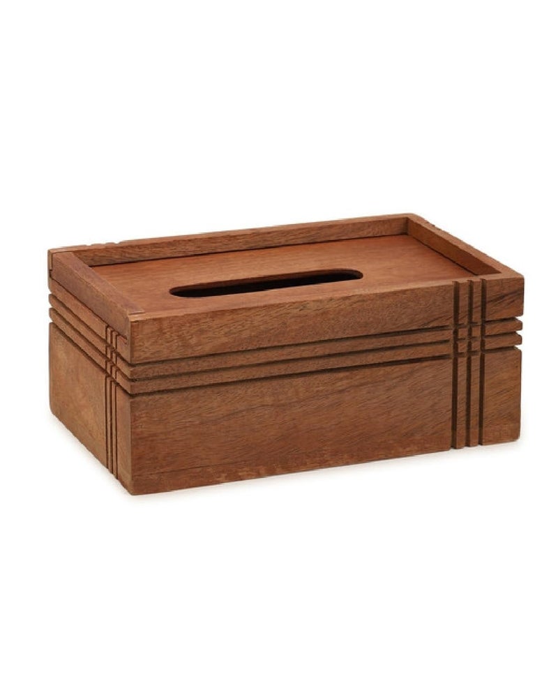 Ariya Wooden Tissue Box Holder for Home, Tissue Paper Holder- Tissue Box Holder for Car Decor, 24.13 x 15.24 x 10 cm - Image 1