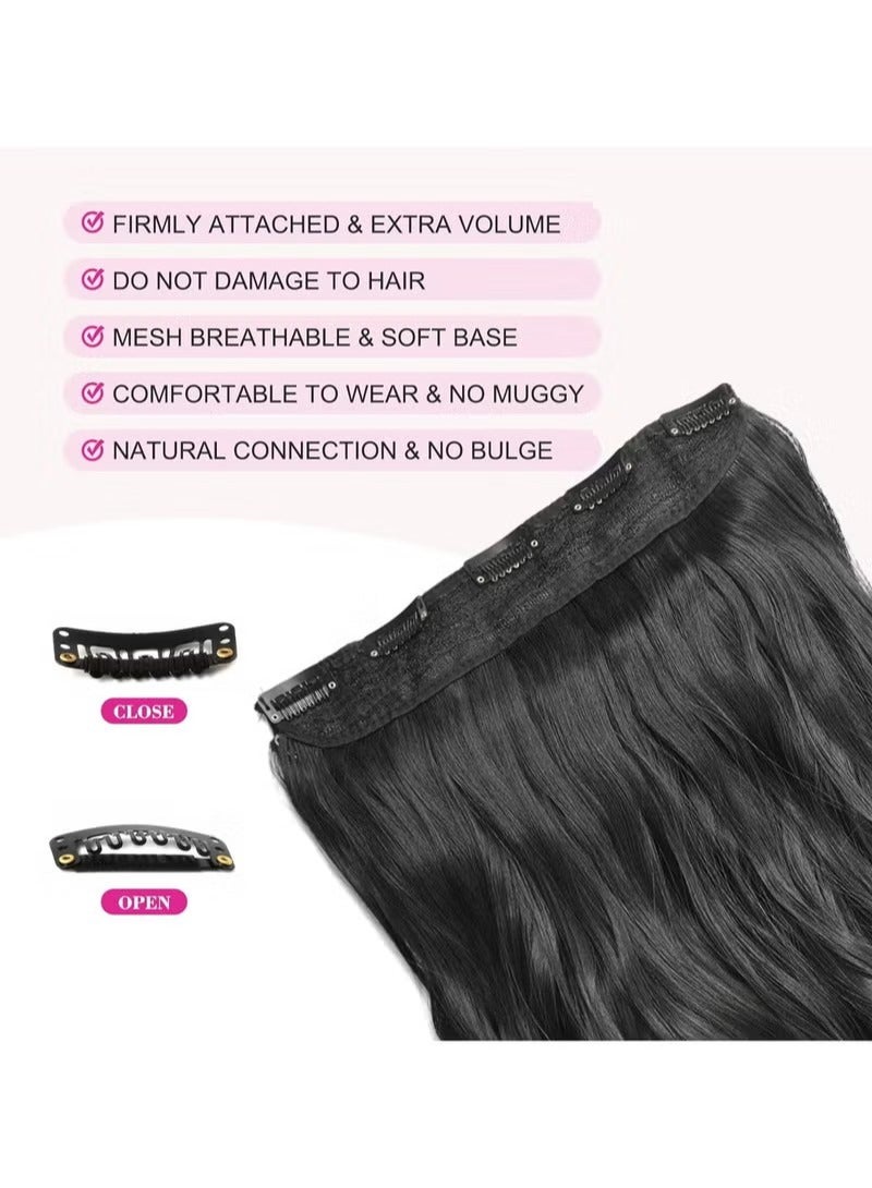 LUMYA 1 Piece Clip in Hair Extensions for Women, Long Wavy Soft Hairpieces,Long Curly Hair Wig, Comfortable and Natural Design, Wavy Heat Resistant Synthetic Fiber Wig Curly Hair for Daily Dating Family Gathering Party(Black Brown,25X50cm) - Image 4