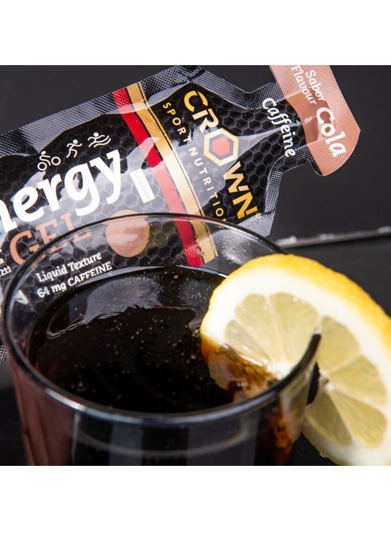 Crown Sport Nutrition Energy Gels (12 x 40g) + Caffeine with liquid texture, carbohydrates, amino acids and electrolytes, Cola Flavor - Image 3