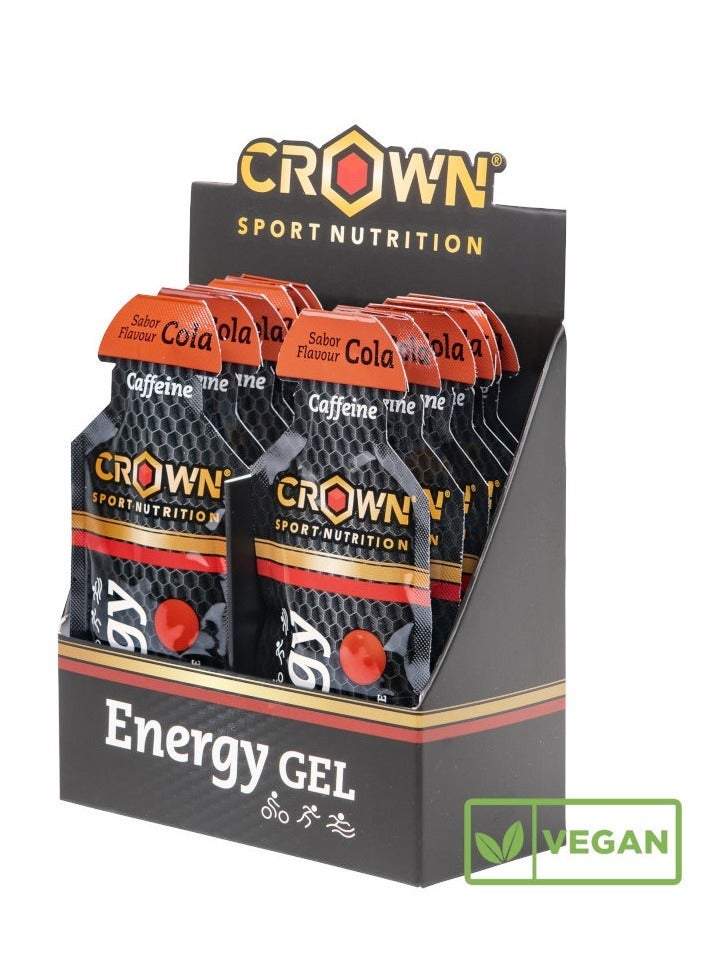 Crown Sport Nutrition Energy Gels (12 x 40g) + Caffeine with liquid texture, carbohydrates, amino acids and electrolytes, Cola Flavor - Image 2