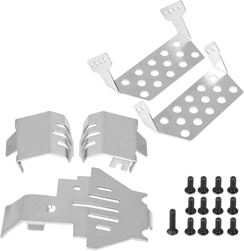 Stainless Steel Chassis Armor Protection Skid Plate, 5 Pcs Silver Set for - 4 82056-4 RC Car - Durable Construction, Easy Installation, Enhanced RC Car Protection - Image 1