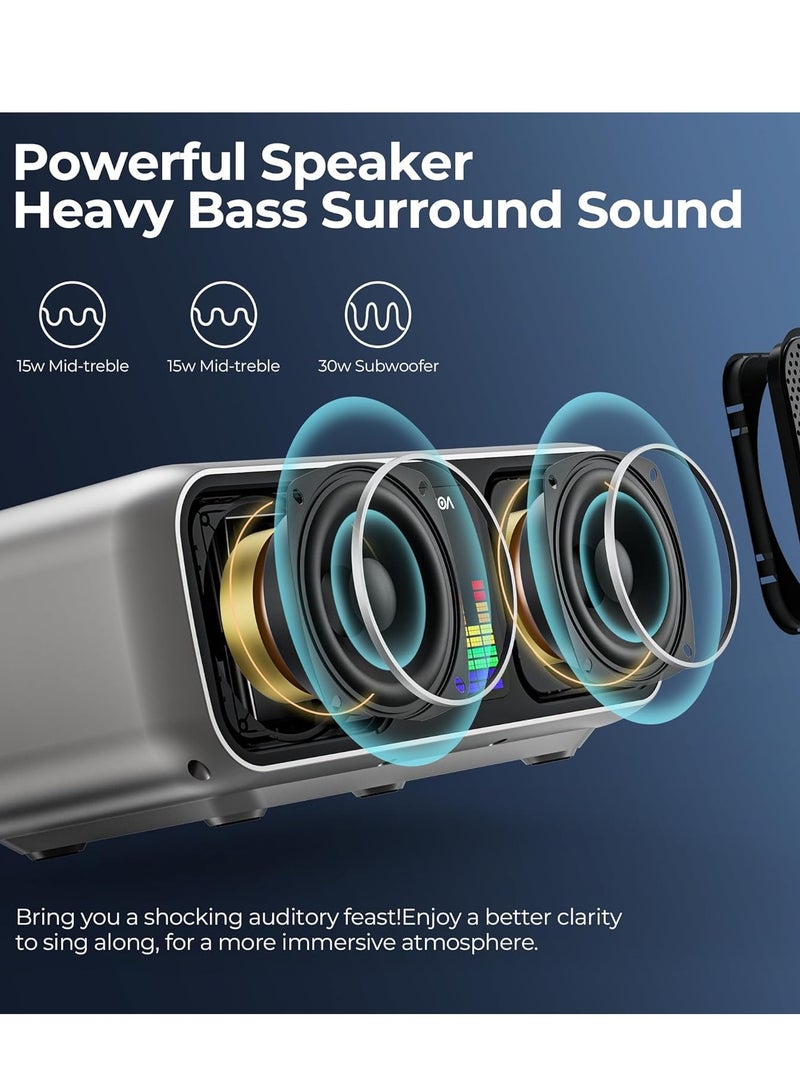 سمارت بيري مكبر صوت بلوتوث محمول S39 Pro مزود بميكروفونين وجهاز كاريوكي لاسلكي UHF للبالغين والأطفال مع نظام مكبر صوت مع أضواء LED ملونة تدريجية لحفلات المنزل - Image 2