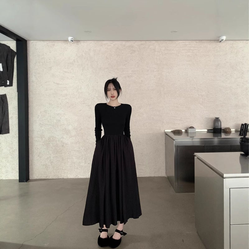 Black Long Sleeve Bodycon Dress with High Waist - Image 4