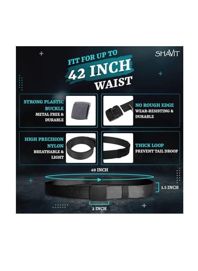 Oasisgalore Nylon Belts for Men, Work Belt Adjustable Slide Plastic Buckle Web Canvas Belt for Outdoor, Airport friendly  - Image 3