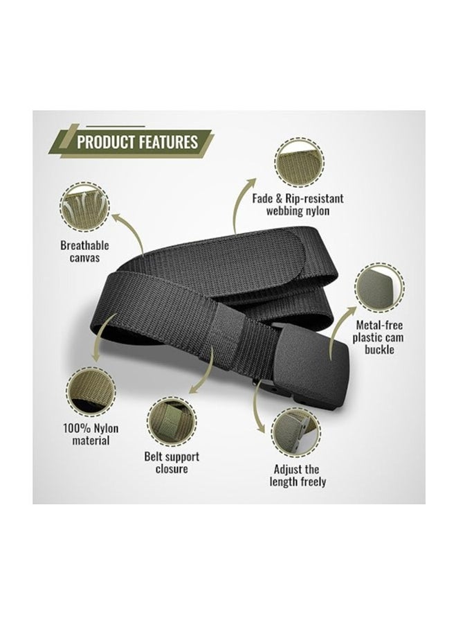 Oasisgalore Nylon Belts for Men, Work Belt Adjustable Slide Plastic Buckle Web Canvas Belt for Outdoor, Airport friendly  - Image 2