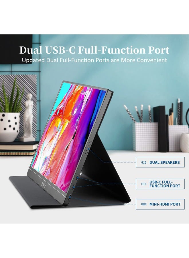 KYY 15.6'' 1080P FHD Portable Monitor for Laptop, USB-C HDMI IPS HDR External Gaming Display w/Smart Cover & Dual Speaker for PC Phone Mac Xbox PS4 Switch[Upgraded] - Image 4