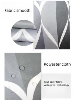 WAOKN Thickened polyester fabric shower curtain with hook, 180x200 cm Bathroom Accessories Artistic Home Decor Fabric (Grey)  - Image 3