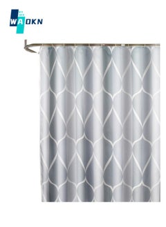 WAOKN Thickened polyester fabric shower curtain with hook, 180x200 cm Bathroom Accessories Artistic Home Decor Fabric (Grey)  - Image 1