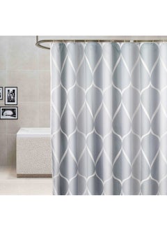 WAOKN Thickened polyester fabric shower curtain with hook, 180x200 cm Bathroom Accessories Artistic Home Decor Fabric (Grey)  - Image 2