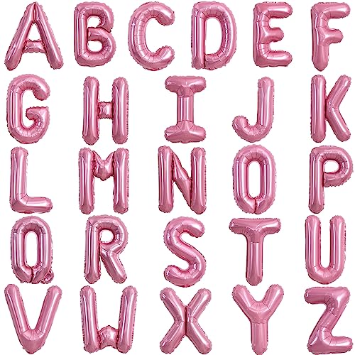 TONIFUL 52 Pieces 16 Inch Light Pink Letter AZ BalloonsCustom Phrase Mylar Foil Alphabet Letter DIY Personalized Phrase Banner for Birthday Anniversary Celebration Graduation Party Supplies Decor - Image 1