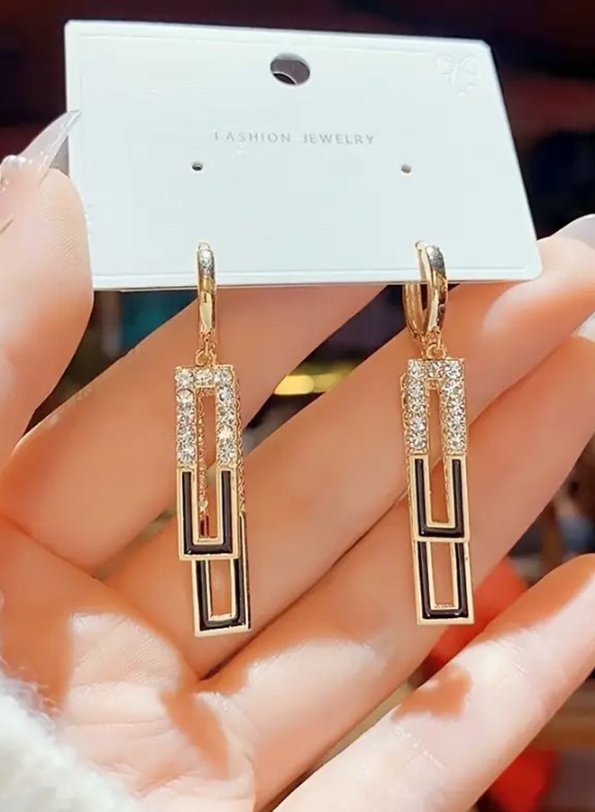 Ready For Chai Black Geometric Square Earrings for Women, Gift Set for s - Image 3