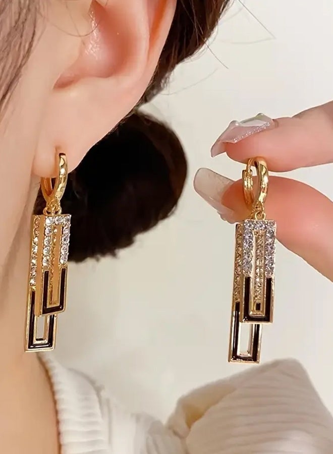 Ready For Chai Black Geometric Square Earrings for Women, Gift Set for s - Image 4