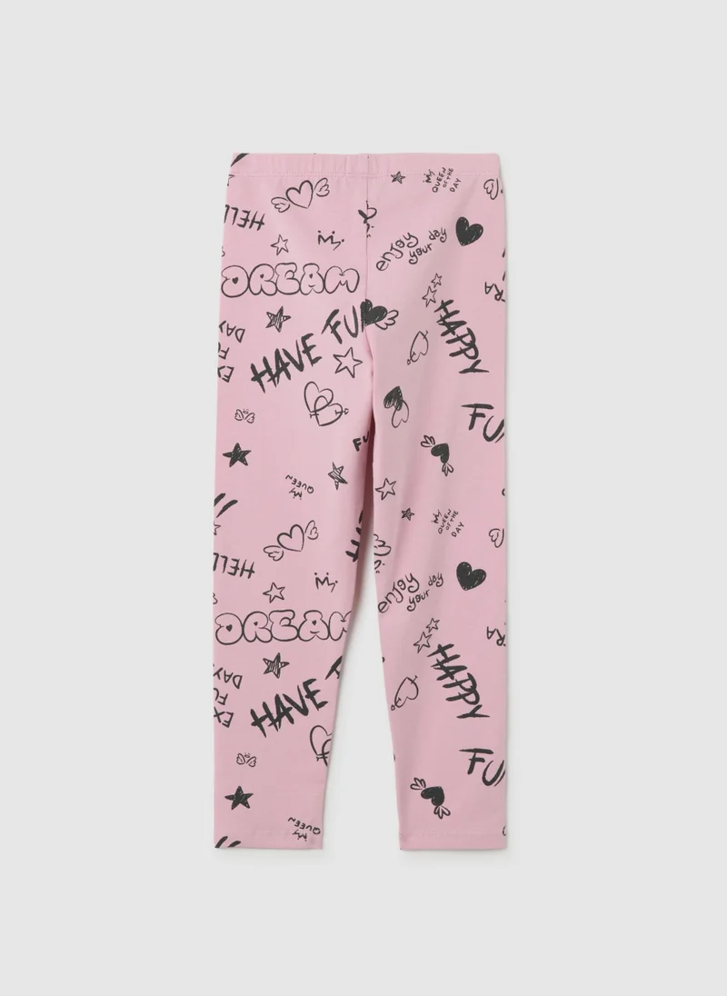 او في اس OVS Girls' Pink Stretch Cotton Leggings