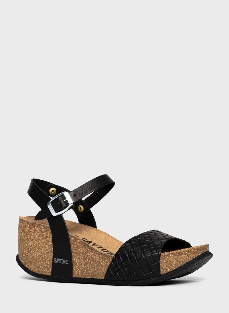 BAYTON Maya Strappy Mid Heel Wedges