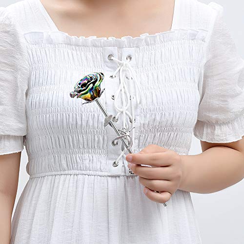 Imrsanl Rose Flower Keepsake Urns for Human Ashes - Memorials Urn Locket - Long-Stem Colorful Rose Flower Cremation Urns - Funeral Urn for Ashes Adult Cremation Keepsake for Ashes (Colorful) - Image 4