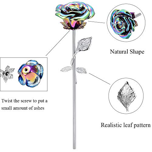 Imrsanl Rose Flower Keepsake Urns for Human Ashes - Memorials Urn Locket - Long-Stem Colorful Rose Flower Cremation Urns - Funeral Urn for Ashes Adult Cremation Keepsake for Ashes (Colorful) - Image 2