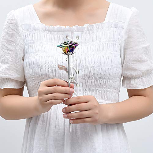 Imrsanl Rose Flower Keepsake Urns for Human Ashes - Memorials Urn Locket - Long-Stem Colorful Rose Flower Cremation Urns - Funeral Urn for Ashes Adult Cremation Keepsake for Ashes (Colorful) - Image 5