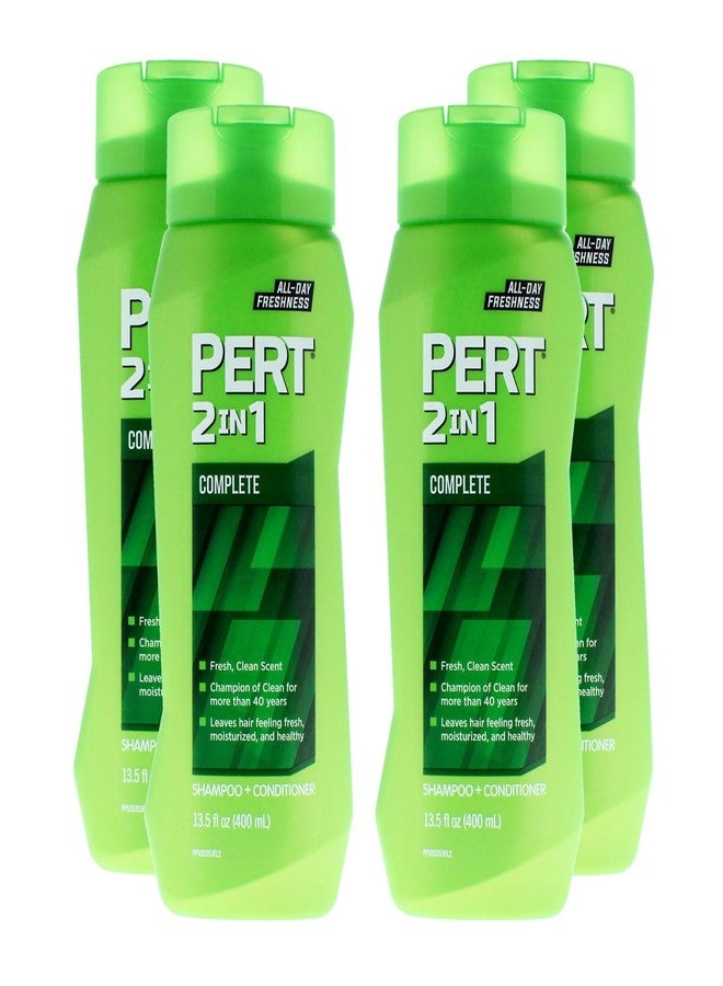 PERT 2 in 1 Complete Clean Shampoo and Conditioner - Mens Shampoo for Daily Use - Hair Conditioner for Men - Removes Dirt, Oil, and Build Up - 4 pc