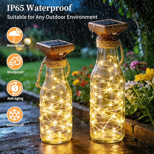 VOOKRY Solar Wine Bottle Lights, 8 Pack 20 LED Solar Powered Cork Lights Waterproof Outdoor Fairy String Lights Wine Bottle Decorations for DIY, Party, Wedding, Garden, Patio, Tabletop(Warm White) - Image 5