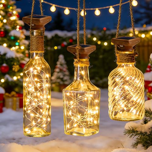 VOOKRY Solar Wine Bottle Lights, 8 Pack 20 LED Solar Powered Cork Lights Waterproof Outdoor Fairy String Lights Wine Bottle Decorations for DIY, Party, Wedding, Garden, Patio, Tabletop(Warm White) - Image 2
