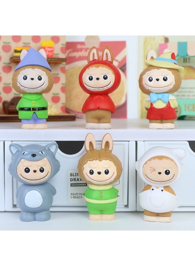Loquat Labubu Labubu Doll Hand-made Blind Box Cartoon Internet Red Gashapon Doll Desktop Collection Ornaments Wholesale-Color:Flocking Brush Cloth Bu6-piece Set (blind Box) - Image 4