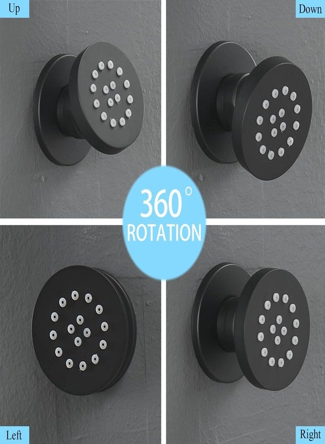 HXYHS Brass Shower Body Jet Matte Black Round Massage Side Sprayer Adjustable Wall Mounted - Image 3