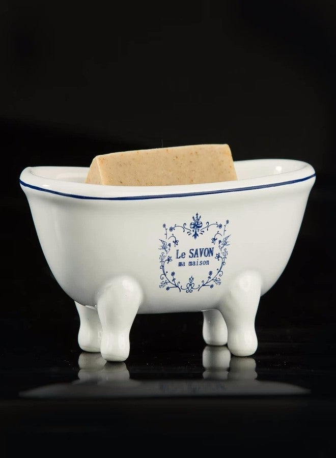 dodococa 1 Piece 5.7" Aqua Eden Mini Ceramic Clawfoot Double Ended Bathtub Soap Dish Vintage Decortative Soap Dish - Image 1