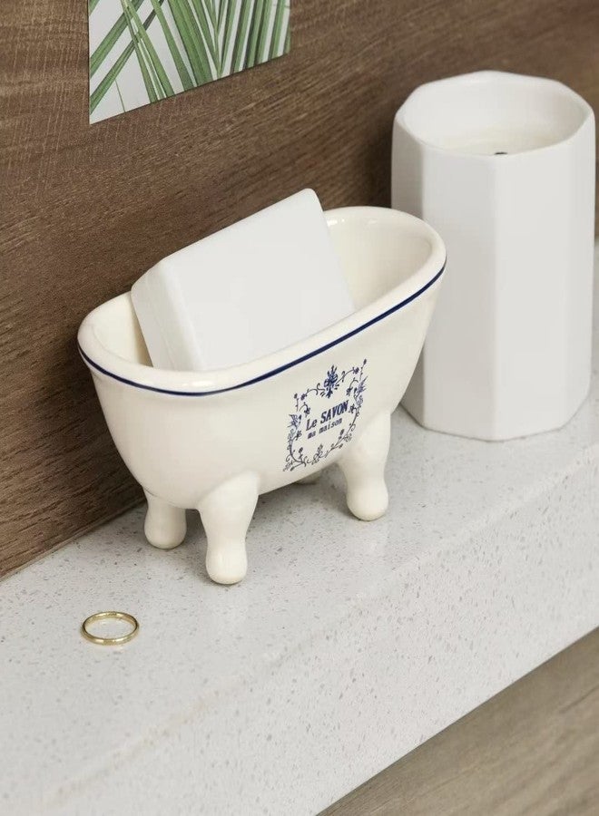dodococa 1 Piece 5.7" Aqua Eden Mini Ceramic Clawfoot Double Ended Bathtub Soap Dish Vintage Decortative Soap Dish - Image 4