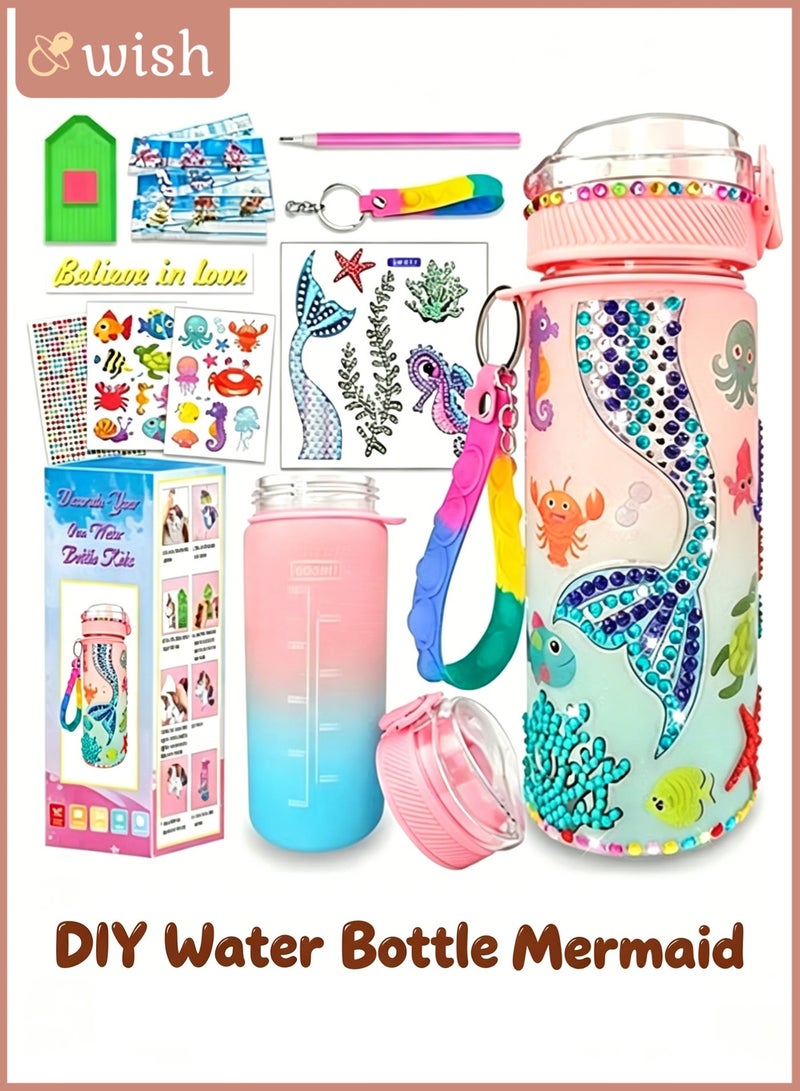 Wish Decorate Your Own Water Bottle Kits for Girls, Fun Arts and Crafts Gift Toys for Ages 3+, Gem Painting Crafts, Fun Arts and Crafts Gifts Toys for Girls Birthday (Pink) - Image 1