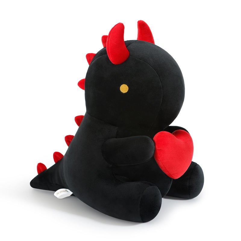 Ditucu Original Loving Dinosaur Stuffed Animal with Holding Red Heart Plush Cute Dino Plushies Toys for Romantic Sweet Valentines Day Gifts for Kids Girlfriend Black 12 inch - Image 3