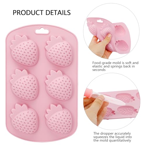Zasukol 4PCS Fruit Shape Silicone Mold with 3Pcs Dropper, Pineapple Lemon Watermelon Strawberry Baking Tray, 3D Fruit Snack Molds for DIY Chocolate Candy Gummy Fondant Ice Cube Cake Candle Decoration - Image 5