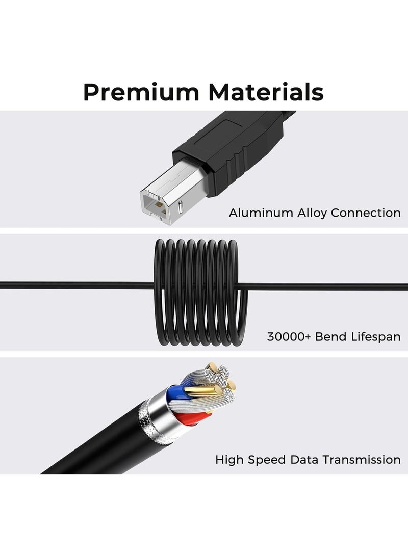 BEST ONE Printer Cable 3m, USB-A to USB-B, High Speed 480Mbps Cable, Durable Scanner & Printer Cord Compatible with HP, Canon, Dell, Epson, Brother, Lexmark, Xerox, Samsung, Digital Piano, DAC & More - Image 3