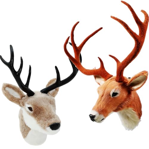Arrowbash 2 Pack 13 the Elk Plush Stuffed Animal Wall Mount Plush Stuffed Animal Taxidermy Head for Christmas Home Wall Decoration AdultDeer Head - Image 1