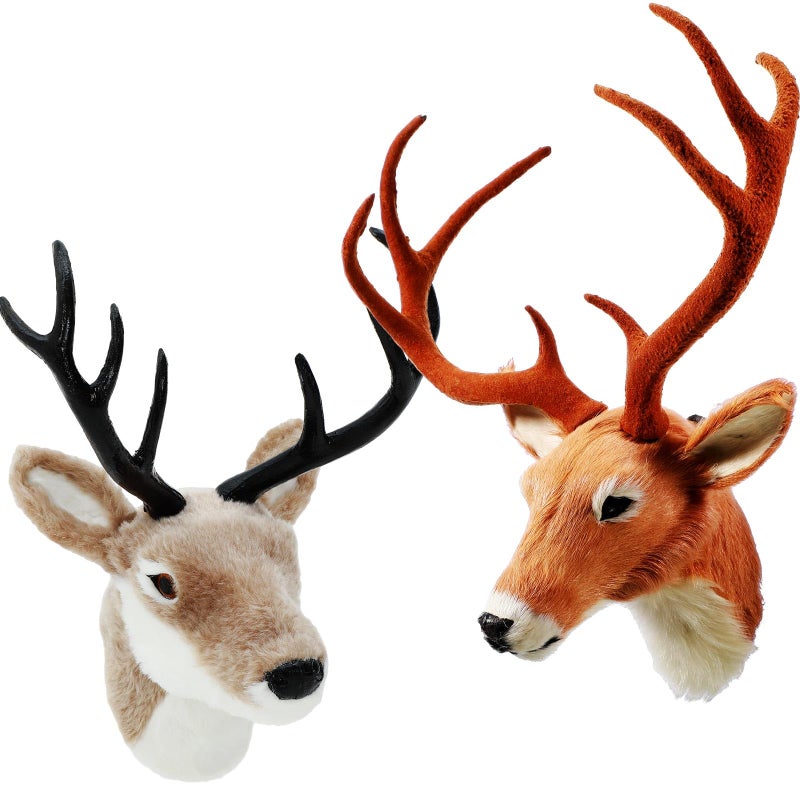 Arrowbash 2 Pack 13 the Elk Plush Stuffed Animal Wall Mount Plush Stuffed Animal Taxidermy Head for Christmas Home Wall Decoration AdultDeer Head - Image 2