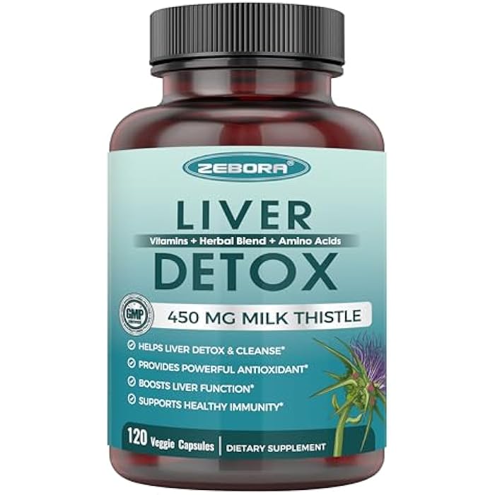 ZEBORA Milk Thistle Supplement for Liver Cleanse Detox & Repair, Liver Supplement with 450 mg Milk Thistle Extract (80% Silymarin) for Liver Support and Health, GMO-Free, 120 Veggie Capsules (60 Day-Supply) - Image 1