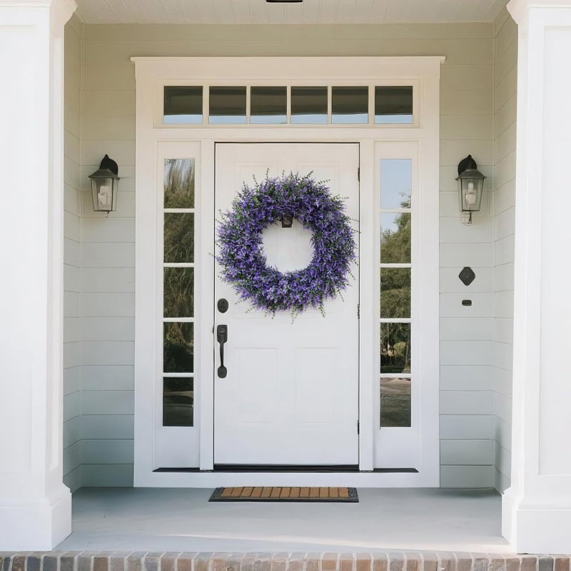 GLIDLION 32" Lavender & Eucalyptus Wreath for Front Door, Porch, Window - Large Artificial Greenery Outdoor Wreath for Home, Farmhouse Decor - Spring, Summer, Fall, All Seasons (Purple) - Image 2