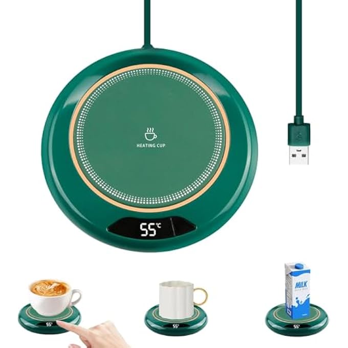 BIGTHREE Usb Coffee Mug Warmer 3Temperature Smart Touch Cup Warmer 5575 With 8H Auto Shut Off 20W Electric Beverage Warmer For Desk Tea Milk Office  Home Use Green - Image 2