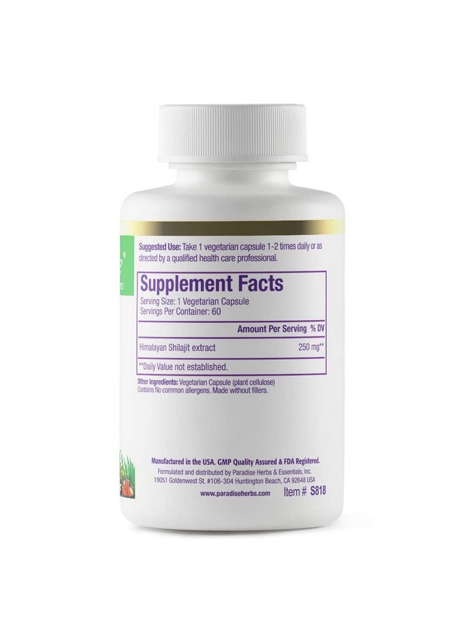 Paradise Herbs - Shilajit Extract Whole Active Plant Extract Vegan Non Gmo Gluten Free Keto 60 Count Vegetarian Capsules - Image 1