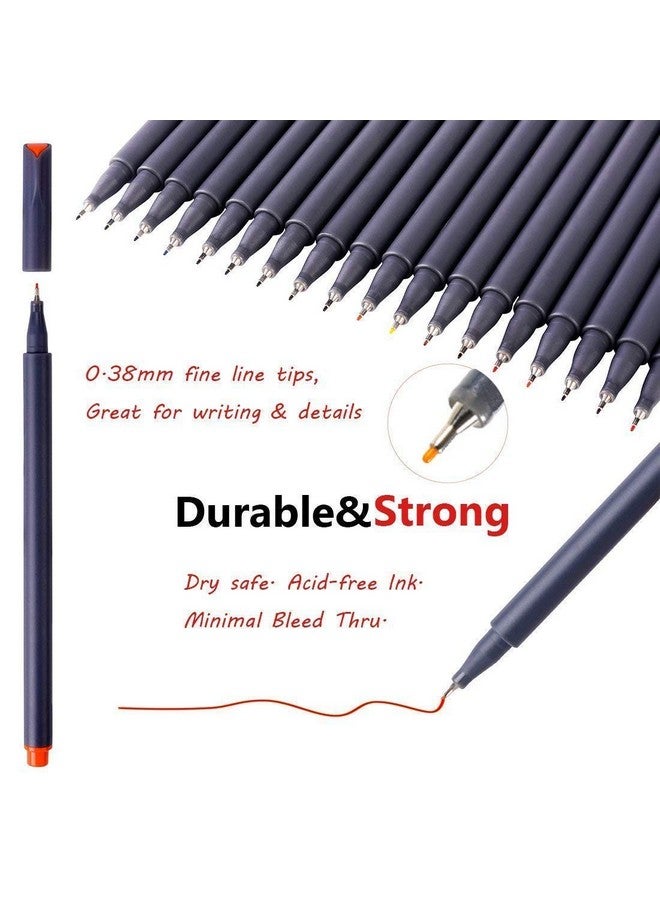 iBayam Journal Planner Pens Colored Pens Fine Point Markers Fine Tip Drawing Pens Fineliner Pen For Bullet Journaling Writing Note Taking Calendar Coloring Art Office School Supplies18Pack  - Image 3