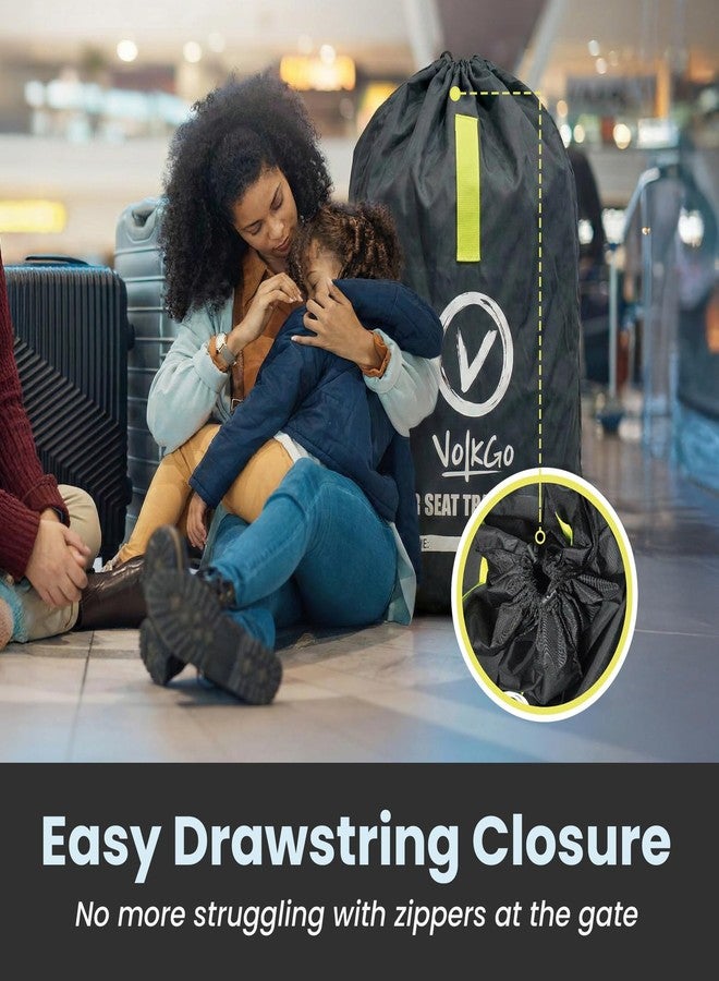 V VOLKGO Car Seat Travel Bag for Air Travel - Large Bag for Airplane, Durable & Water-Resistant Protector with Pouch - Universal Size (Black) - Image 5